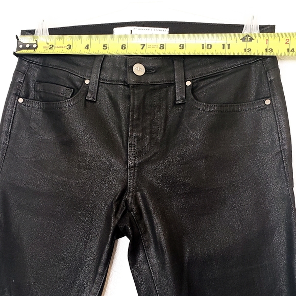 Velvet By Graham & Spencer Black Waxed Skinny Pants NEW Womens Size 25 Mid Rise - Picture 5 of 10